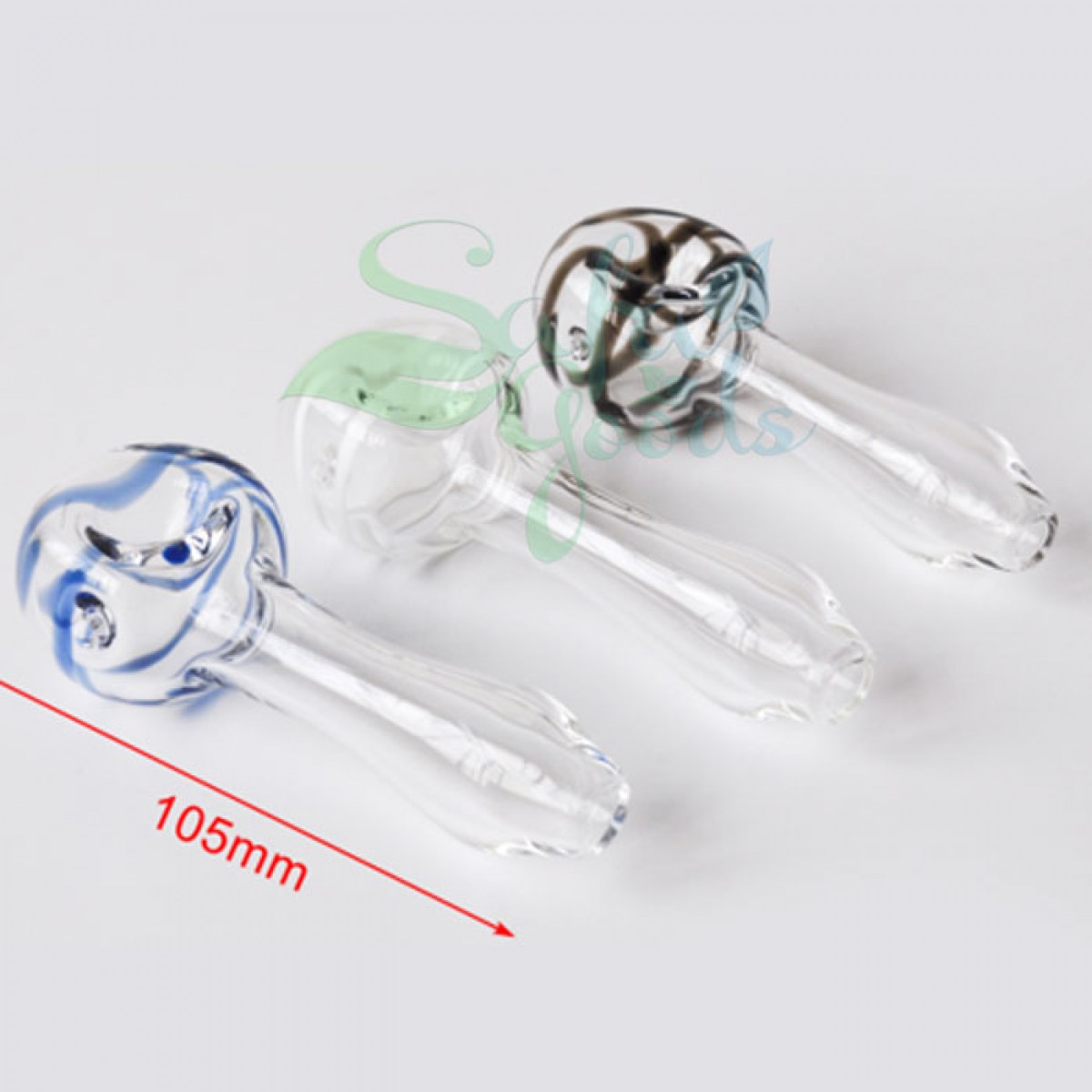 4 Inch Clear Glass Hand Pipe with Linework